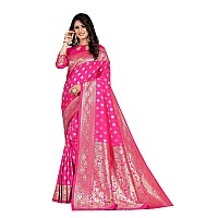 Shasmi Sarees Womens Art Silk Rani Pink Kanchipuram Saree (SAN PARI S-1 RANI)