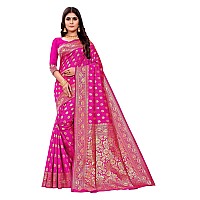 Shasmi Sarees Womens Art Silk Pink Kanchipuram Saree (SAN PARI S-1 PINK)