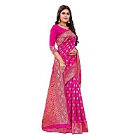 Shasmi Sarees Womens Art Silk Pink Kanchipuram Saree (SAN PARI S-1 PINK)