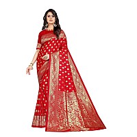 Shasmi Sarees Womens Art Silk Red Kanchipuram Saree (SAN PARI S-1 RED)