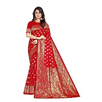 Shasmi Sarees Womens Art Silk Red Kanchipuram Saree (SAN PARI S-1 RED)