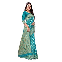 Shasmi Sarees Womens Art Silk Firozi Kanchipuram Saree (SAN PARI S-1 FIROZI)