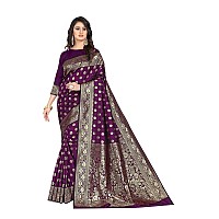 Shasmi Sarees Womens Art Silk Purple Kanchipuram Saree (SAN PARI S-1 PURPLE)