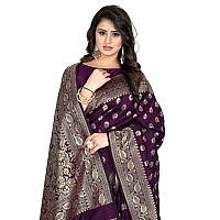 Shasmi Sarees Womens Art Silk Purple Kanchipuram Saree (SAN PARI S-1 PURPLE)