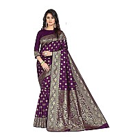 Shasmi Sarees Womens Art Silk Purple Kanchipuram Saree (SAN PARI S-1 PURPLE)