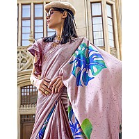 AKHILAM Womens Crepe Digital Print Designer Saree With Unstitched Blouse Piece (Mauve_KUBIK324013_RJ)