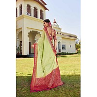 Vardha Womens Banarasi Georgette Saree with Unstitched Blouse Piece Gold Zari Woven Work Sarees for Wedding Mohini662