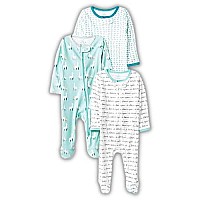 Tuddybuddy 100 Organic Cotton Multi Color Zipper Sleepsuitonesieromper For Baby Boy Baby Girl Pack Of 3 Sleepsuits Drops