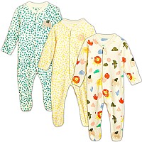 Tuddybuddy 100 Cotton Multi Color Zipper Romper Sleepsuitromperjumpsuit For Baby Boy 3 Pcs Sleepsuit 6 Months9 Months Lions