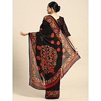 Vaamsi Womens Poly Georgette Floral Printed Traditional Saree With Blouse Piece PC1154ABlack