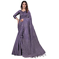 Pujia Mills Womens Beautiful Sequins Weaving With Golden And Silver Zari Banarasi Jacquard Saree Malti African Purple