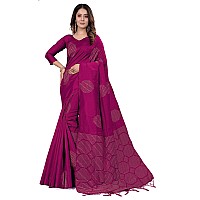 Pujia Mills Womens Beautiful Sequins Weaving With Golden And Silver Zari Banarasi Jacquard Saree Malti Pink