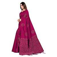 Pujia Mills Womens Beautiful Sequins Weaving With Golden And Silver Zari Banarasi Jacquard Saree Malti Pink