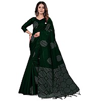 Pujia Mills Womens Beautiful Sequins Weaving With Golden And Silver Zari Banarasi Jacquard Saree Malti Green