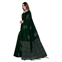 Pujia Mills Womens Beautiful Sequins Weaving With Golden And Silver Zari Banarasi Jacquard Saree Malti Green