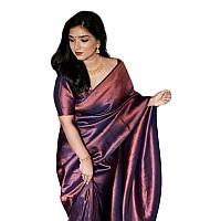 Twixxle Womens Woven Kanjivaram Pattu Silk Saree With Blouse Piece Soft Finish Banarasi Silk Saree (Nblue)