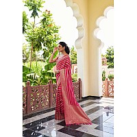 Vardha Womens Banarasi Georgette Saree with Unstitched Blouse Piece - Gold Zari Woven Work Sarees for Wedding (Vritika_671)