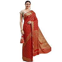 RANI SAAHIBA Womens Georgette Silk Resham Woven Saree With Blouse Piece SSKR10187Red