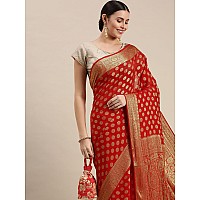 RANI SAAHIBA Womens Georgette Silk Resham Woven Saree With Blouse Piece SSKR10187Red