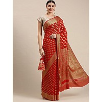 RANI SAAHIBA Womens Georgette Silk Resham Woven Saree With Blouse Piece SSKR10187Red