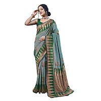 MANOHARI Women Most Trendy Green Banarasi Silk Woven Design Saree With Blouse Piece_Mn1816