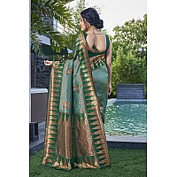 MANOHARI Women Most Trendy Green Banarasi Silk Woven Design Saree With Blouse Piece_Mn1816