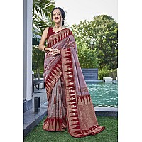 MANOHARI Women Most Trendy Maroon Banarasi Silk Woven Design Saree With Blouse Piece_Mn1814