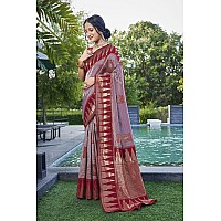 MANOHARI Women Most Trendy Maroon Banarasi Silk Woven Design Saree With Blouse Piece_Mn1814