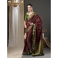 AKHILAM Womens Burgundy Woven Design Georgette Saree With Unstitched Blouse Piece 19ALEKHA1902