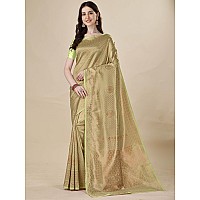 Jaanvi fashion Womens Banarasi Silk Saree with Copper Zari Work Blouse Piece ekayagreen