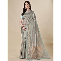 Jaanvi fashion Womens Banarasi Silk Saree with Copper Zari Work Blouse Piece ekayaskyblue