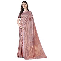 Jaanvi fashion Womens Banarasi Silk Saree with Copper Zari Work Blouse Piece ekayapurple