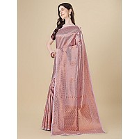 Jaanvi fashion Womens Banarasi Silk Saree with Copper Zari Work Blouse Piece ekayapurple