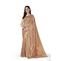 Jaanvi fashion Womens Banarasi Silk Saree with Copper Zari Work Blouse Piece ekayabeige