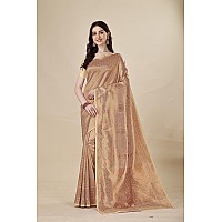 Jaanvi fashion Womens Banarasi Silk Saree with Copper Zari Work Blouse Piece ekayabeige