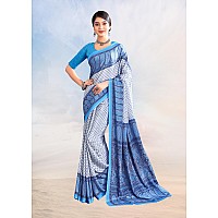 Jaanvi fashion Womens Ethnic Printed Crepe Silk Saree with Blouse Piece