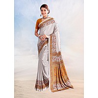 Jaanvi fashion Womens Ethnic Printed Crepe Silk Saree with Blouse Piece