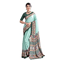 Jaanvi fashion Womens Ethnic Printed Crepe Silk Saree with Blouse Piece