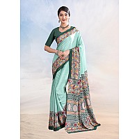 Jaanvi fashion Womens Ethnic Printed Crepe Silk Saree with Blouse Piece