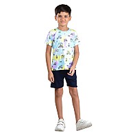 Clothe Funn Boys Coordinate Set Tshirts Shorts Set White Aopnavy 23 Y