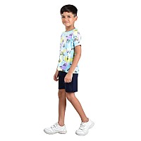 Clothe Funn Boys Coordinate Set Tshirts Shorts Set White Aopnavy 23 Y