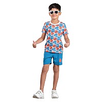 Clothe Funn Boys Coordinate Set Tshirts Shorts Set White Aopteal 23 Y