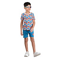 Clothe Funn Boys Coordinate Set Tshirts Shorts Set White Aopteal 23 Y