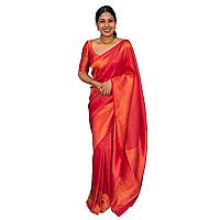 KALAVEETHI Womens Banarasi Soft Lichi Silk Saree with Blouse Piece Perfect For Every OccasionS (RED)