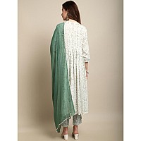 Amayra Women's Nayra Cut Embroidered Kurta with Pant and Dupatta Set(TCK485,XXL) Green