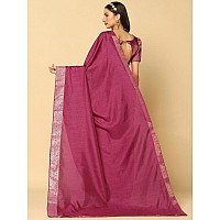 SIRIL Womens Zari Boarder Vichitra Poly Silk Pink Saree with Unstitched Blouse Piece (2941S132A_Dark Pink)