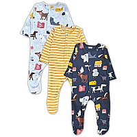 Tuddybuddy Unisex Baby Cotton Printed Full Sleeves Sleepsuitfooted Rompers Snaps Closure 12 Months18 Months Yellow Stripes