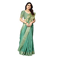 Sidhidata Womens Assam Silk Saree With Unstitched Blouse Piecee (Assam Seagreen_Seagreen_Free Size)