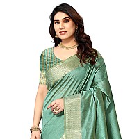 Sidhidata Womens Assam Silk Saree With Unstitched Blouse Piecee (Assam Seagreen_Seagreen_Free Size)