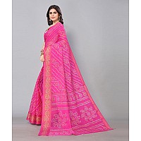 Yashika Womens Linen Jari Printed Pink Color Saree With Blouse Piece(JETPURI PINK)